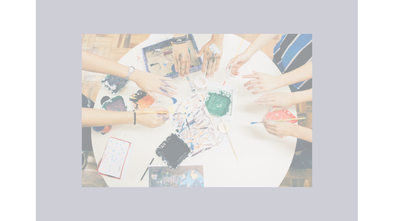 Team collaborating with paints